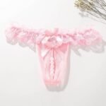 Thong women's plus size Open-end sexy sexy lace transparent pearl massage T-shaped pants - Image 2