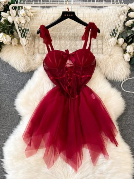 Corset Fishbone Suspender Vest Tutu Skirt Uniform Including Breast Pads Steel Ring