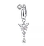 Butterfly Belly Button Ring Butterfly Shape Copper Zircon Fake Belly Ring Clip - Image 2