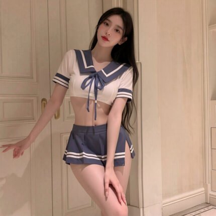 Cosplay Lingerie Student Uniform Anime School Girl Costume Dress Women Miniskirt Outfit Short Tops